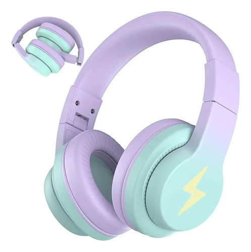 Violeta Con Luz Led Auriculares Gamer Inalámbricos Emuael Wgyp-104 Violeta Para Niños 45h