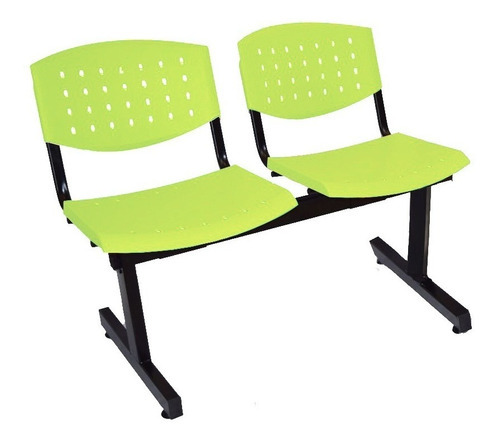 Silla Tandem 2 Asientos Salas De Espera Plastico Reforzado Color de la estructura Negro Color de los asientos Pistacho