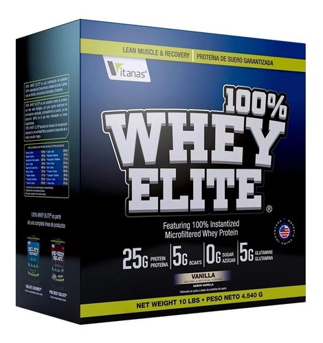 Suplemento en polvo Vitanas  100% Whey Elite proteínas sabor vainilla en caja de 4.54kg
