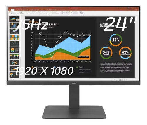 Monitor LG con pantalla de 24" 75Hz 220V y resolución Full HD