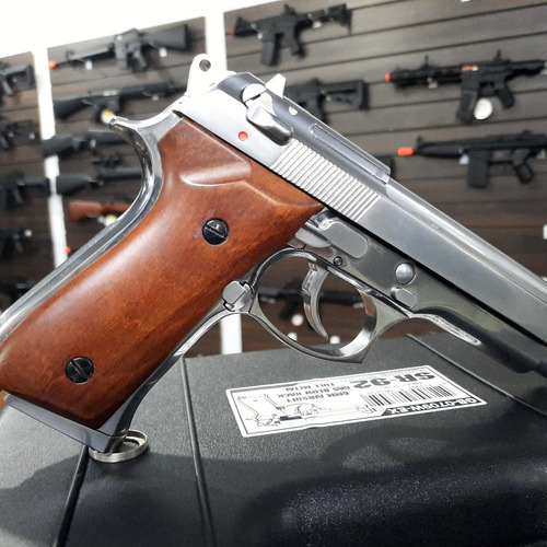 Imagem 8 de 10 de Airsoft Pistola Src M92 Beretta Cromada Platinum Series Nova