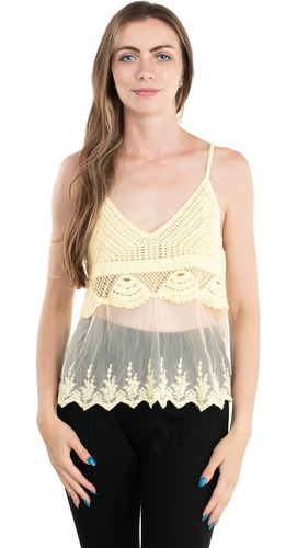 Imagen 1 de 7 de Blusa Crochet Tul Salida De Playa Fresca Sexy Transparencias