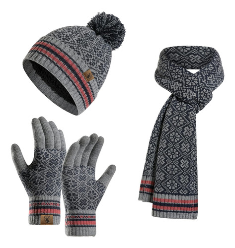 Conjunto De Gorro De Invierno Con Bufanda Cálida Y Guantes P