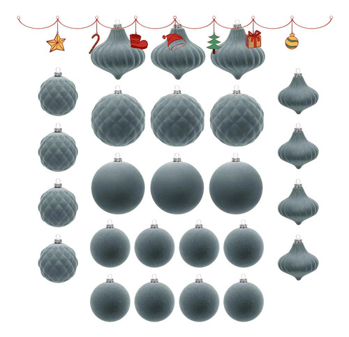Adornos Flocados Para Árbol De Navidad 25 Adornos Decorativo