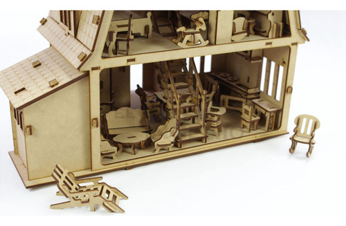 El Buen Ingenio - Casa De Muñecas De Madera Modelo Campo 3 Apariencia Granero