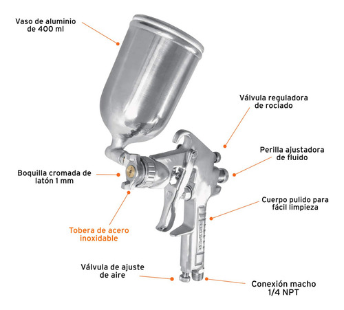 Compresor Truper Comp-kit50 50l 2.5hp Naranja 116psi