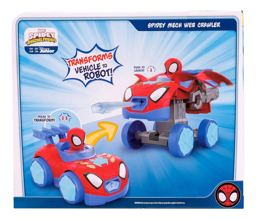 Vehículo Transformable De 20 Cm Con Spider-man Y Amigos