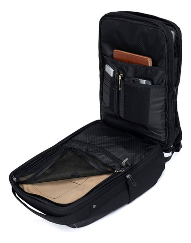 Mochila Executiva Masculina Notebook Espaçosa Antifurto Cor Preto Desenho do tecido Liso