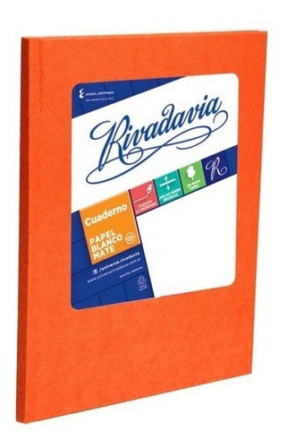 Cuaderno Rivadavia Tapa Dura Rayado Forrado 50 Hojas Naranja