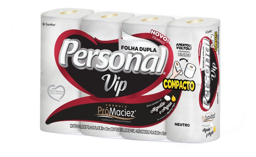 Papel Higiênico Personal Vip Folha Dupla 30 Metros 8 Rolos
