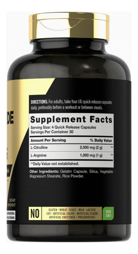 Óxido Nítrico Max Carlyle Pre Entrenamiento 3000 Mg Original