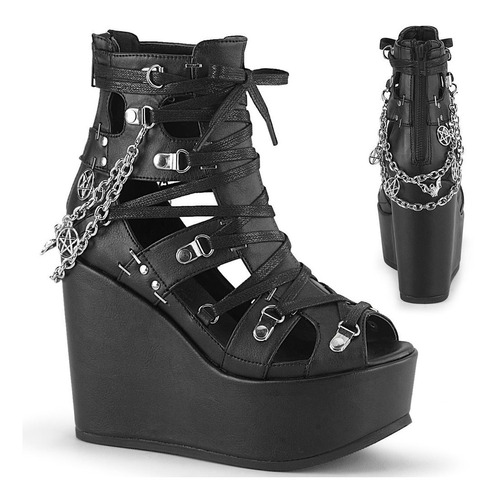 Botines Sandalia Cadenas Pentagrama Demonia Poison-25 