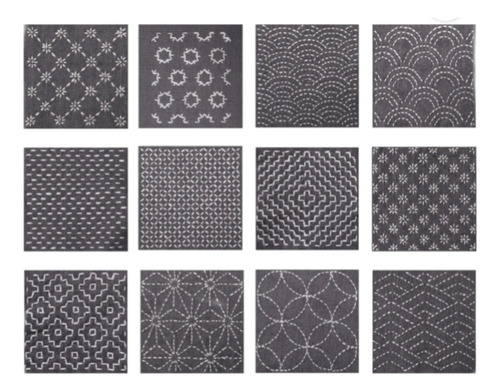 Kit De Plantillas Sashiko X 12 Unidades Para Bordado Blanco