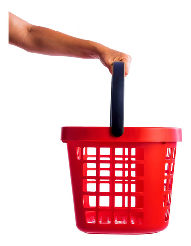 Canasta Compras Super Tienda Mano Ligera Curva Más Ventas Rojo