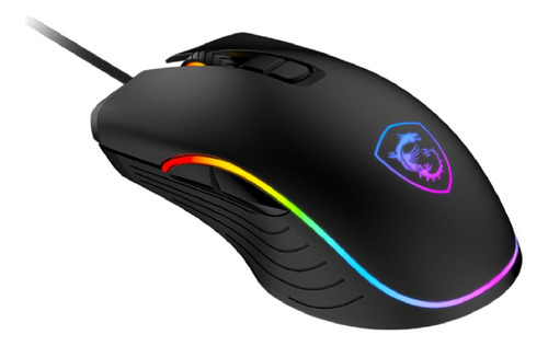Mouse para jogos Msi Forge Gm300, LED RGB - 5 botões - 7200 Dpi, cor preta
