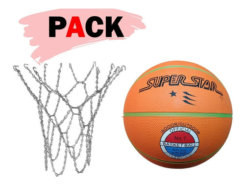 Pack Balón De Basquet + Red 12 Ganchos