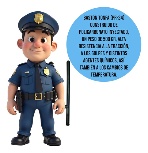 Tonfa Macana Pr24 Rígida Policiaca Defensa Personal