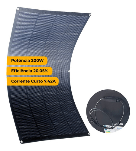 Placa Solar Flexível 200w Monocristalina Eficiência 20,05% 28,21v Ipv Isola