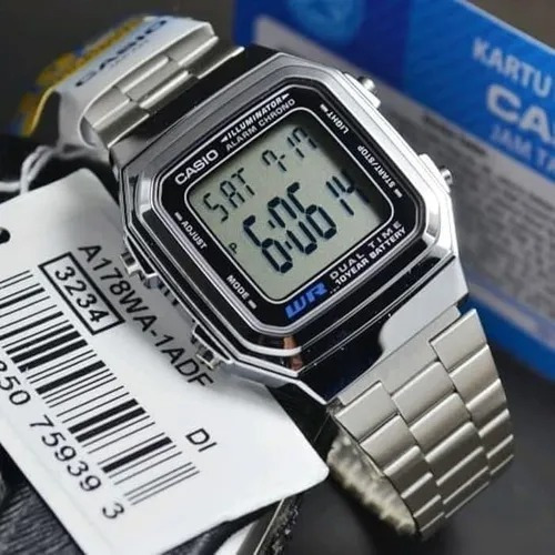 Relógio Masculino Casio Retro A178wa-1adf Prata + Nf