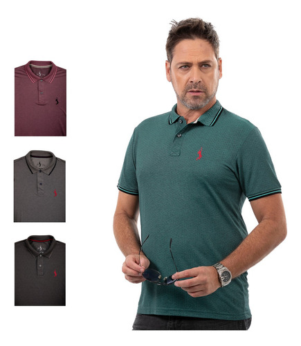 Kit 4 Camisas Polo Básica Piquet Viscose John Pull