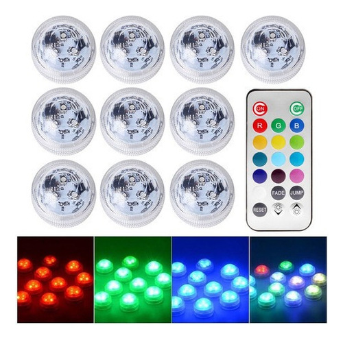 10pcs Led Waterproof Pool Lights With Remote
