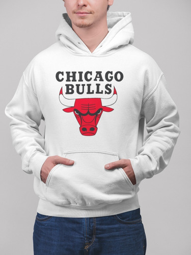 Poleron Chicago Bulls Basquet Nba Algodon Estampado Invierno