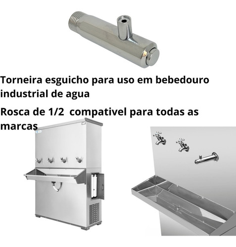 Torneira Para Bebedouro Industrial 13cm Esguicho Valvula 1/2