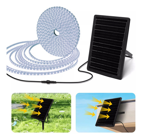 Rollo Tira Led Solar Seccionable 15mt 5050 Cubierta Silicona Luz Luz Blanca