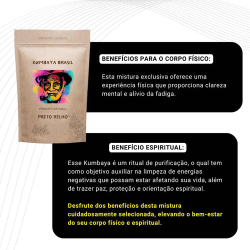Kumbaya Preto Velho Ervas E Flores Natural Pct C/ 20 Und