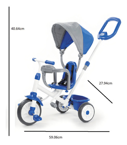 Triciclo Little Tikes My First Trike 4 En 1 C/ Empuje - Azul Color Azul/Blanco/Gris