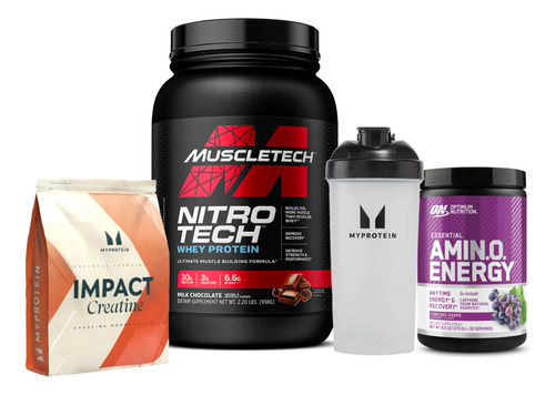 Nitro Tech Whey Protein Creatina Amino Energy + Shaker Milk Chocolate - Grape