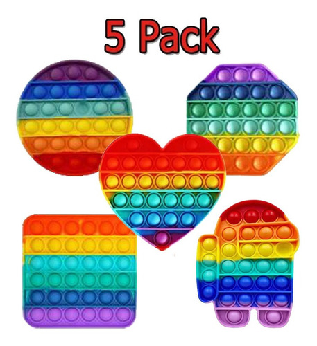 5pcs Rainbow Push Pop It Juguete Sensorial, Entre Noso Juego