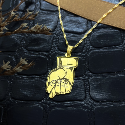 Cadena Y Dije Mano Hija Figa Amuleto Oro 18k Oro 18k 55 Cm