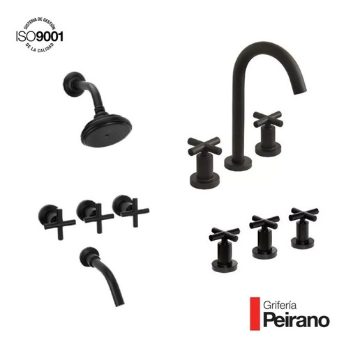 Combo Griferia Lavatorio Bidet Ducha Peirano Black Velvet
