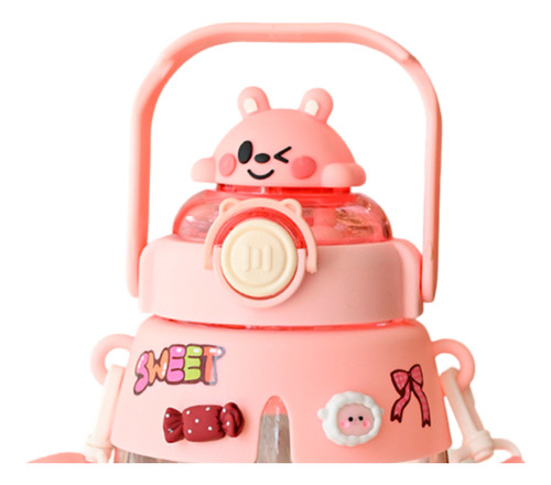 Botella Cantimplora Agua Diseño Oso Kawaii Infantil 950 Ml Color Rosa Ele-Gate VAS.44.2