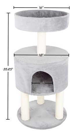 Petmaker Kitty Cat Condo Con Balcón Superior Gris