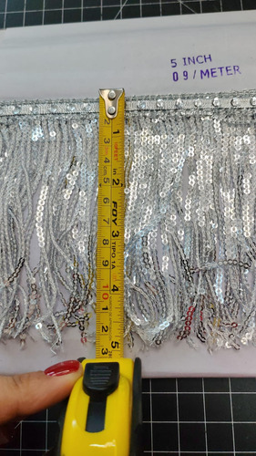 Fleco De Lentejuela 13cm X 9 Mts Plata