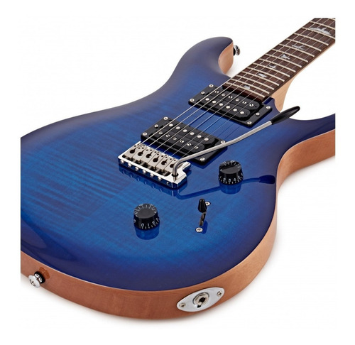 Guitarra eléctrica PRS Guitars SE Custom 24 de arce/caoba 2021 faded blue burst flame maple con diapasón de palo de rosa