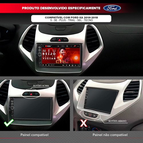 Central Multimidia Mp5 Slim Ford Ka 2014 2015 2016 Prata