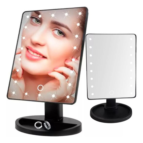 Espelho De Mesa 16 Led Portátil Maquiagem Articulado Rosa