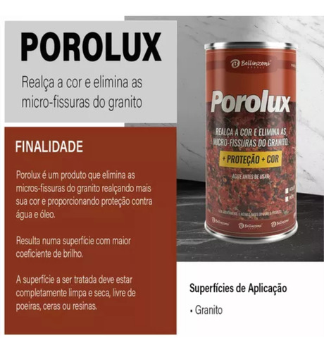 Porolux Realça Cor Mármore Granito 900ml Brilho Proteção