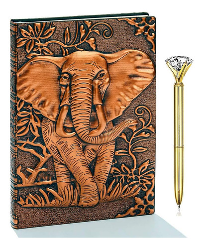 Diario De Elefante, Cuaderno De Escritura De Cuero, Diario F