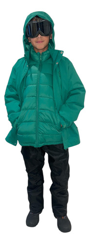 Campera Nieve Niños 2 En 1 Ski Snowboard Verde - Jeans710