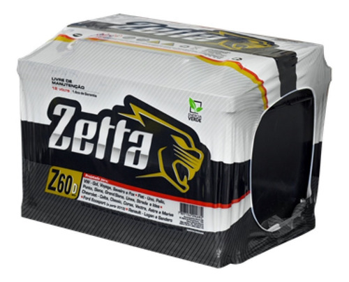 Imagem 1 de 4 de Bateria De Carro Zetta 60 Amperes Z60d Fabricação Moura