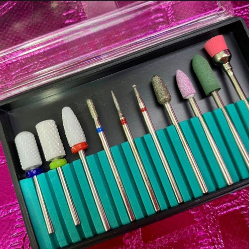 Set 10 Brocas Para Drill D/uñas, Brocas Para Gel Y Acrílico