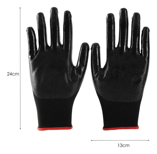 Guante Nylon Negro Recubiertos Palma Nitrilo Seguridad