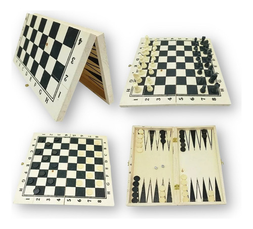 Ajedrez Y Backgammon - Tablero De Madera - 29 Cm