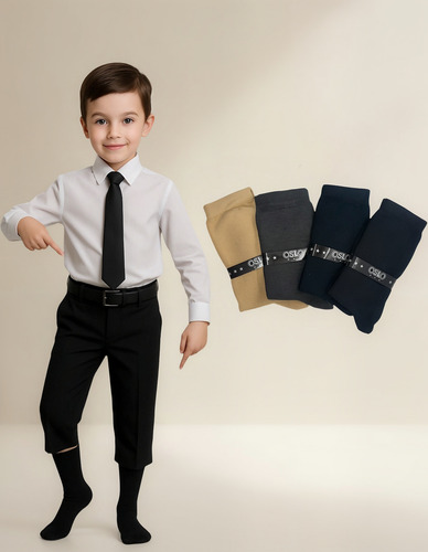 6 Pz Calcetines Niño Escolar Algodón Infantil Varios Colores Surtido Lisa 6-8 Años