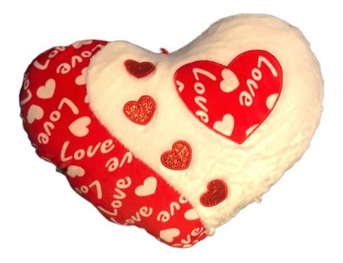 Corazón De Peluche Corazoncito Rojo Con Blanco Super Suave
