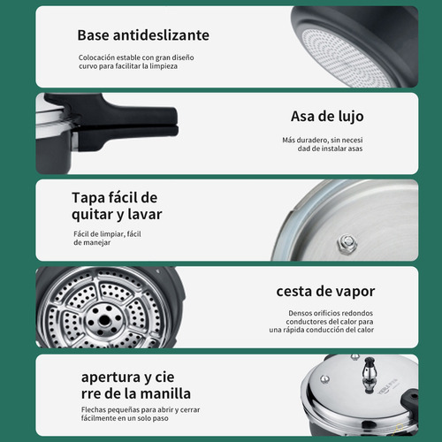 Ollas Express Presion 5l aluminio Compatib Inducción Plateado